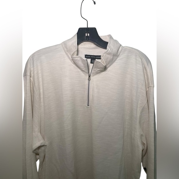 Saks Fifth Avenue New NWT Men’s Long Sleeve Modal Blend Ecru Quarter Zip XXL - Picture 2 of 6